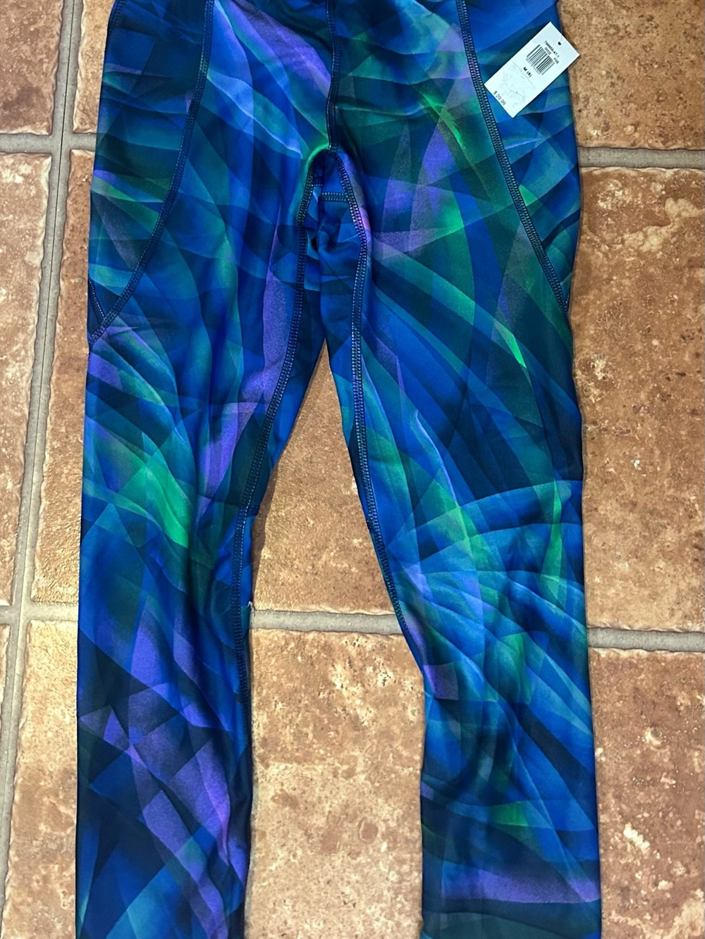 Old Navy Blue, Green & Purple Geometric Girls' Active Leggings